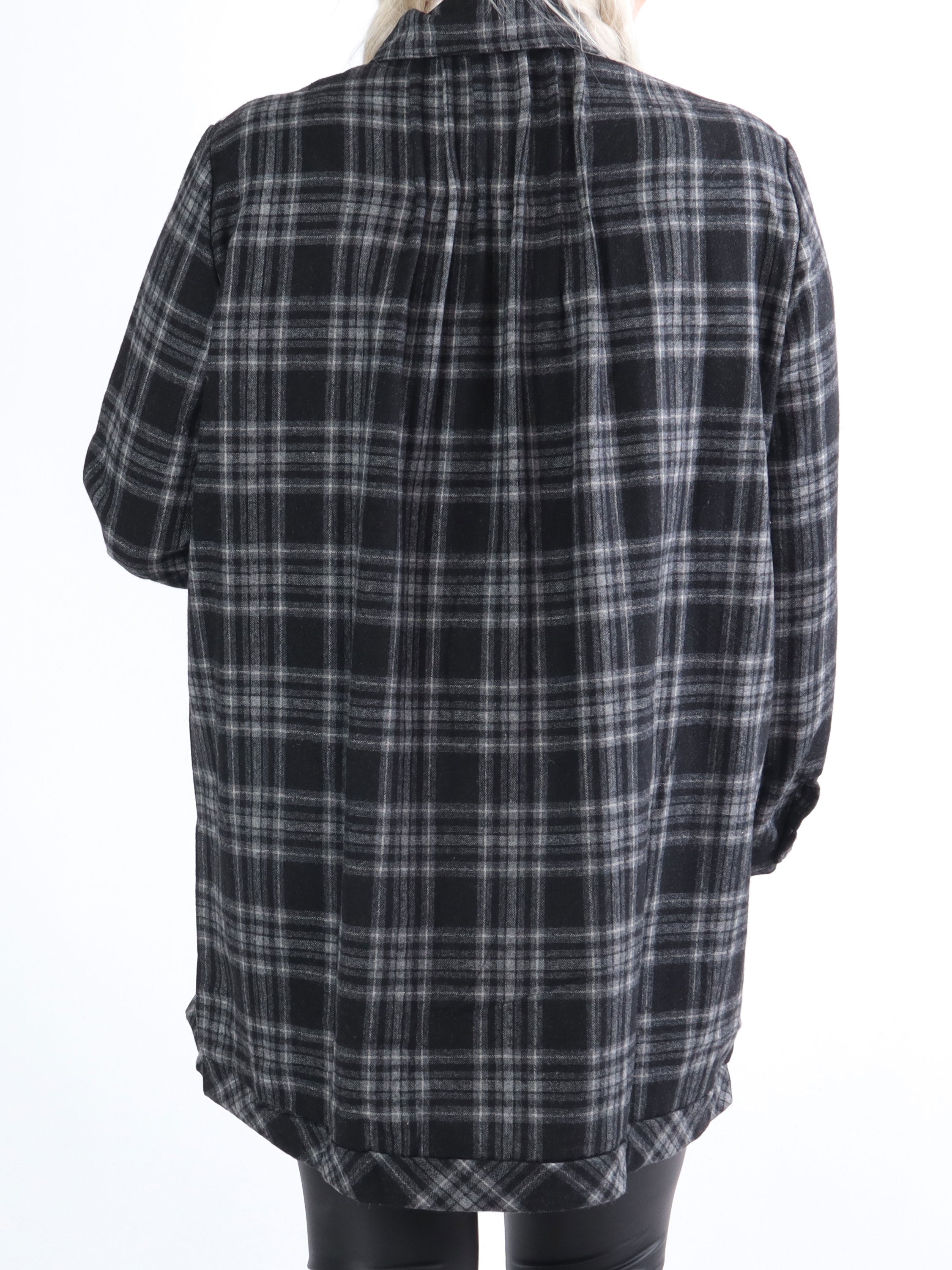 Sandra - Mjuk rutig skjorta i ull - Grey